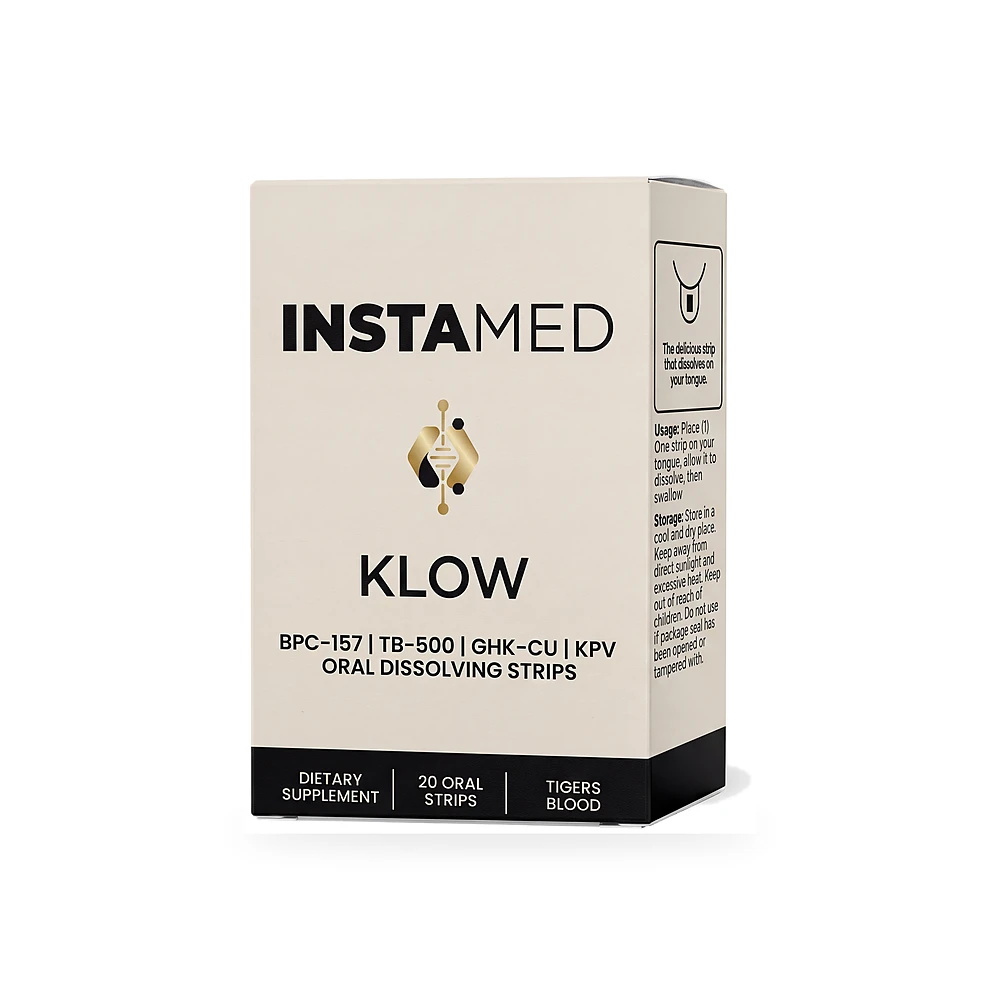 InstaMed KLOW BPC-157 TB-500 GHK-Cu KPV oral dissolving peptide strip box